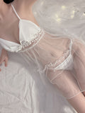 Seductive Backless Pleated Suspender Nightdress Aosig