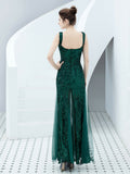 Sequin suspender long evening dress Aosig