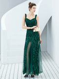 Sequin suspender long evening dress Aosig