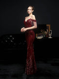 Sequined fishtail long evening dress Aosig