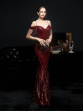 Sequined fishtail long evening dress Aosig