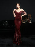 Sequined fishtail long evening dress Aosig