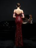 Sequined fishtail long evening dress Aosig