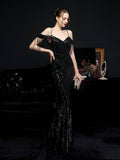 Sequined fishtail long evening dress Aosig