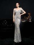 Sequined fishtail long evening dress Aosig