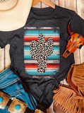 Serape Gestreiftes Leoparden-Kaktus-T-Shirt 