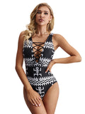 Sexy Print Stripe One Piece Swimwear Aosig