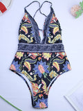 Sexy Printing Halter One-piece Swimwear Aosig