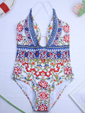 Sexy Printing Halter One-piece Swimwear Aosig