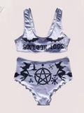 Sexy Bikini-Badeanzug mit Punk-Print 