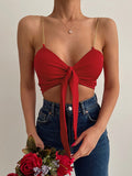 Sexy Slim Wrap Chest V-Neck Sling Solid Color Small Tank Top Aosig