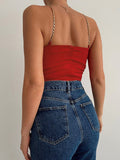 Sexy Slim Wrap Chest V-Neck Sling Solid Color Small Tank Top Aosig