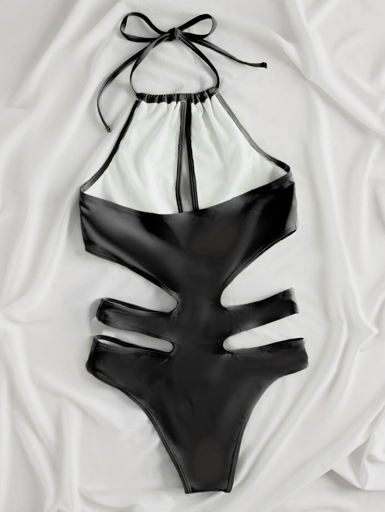 Sexy Solid Color Cut-out One-piece Swimsuit Aosig