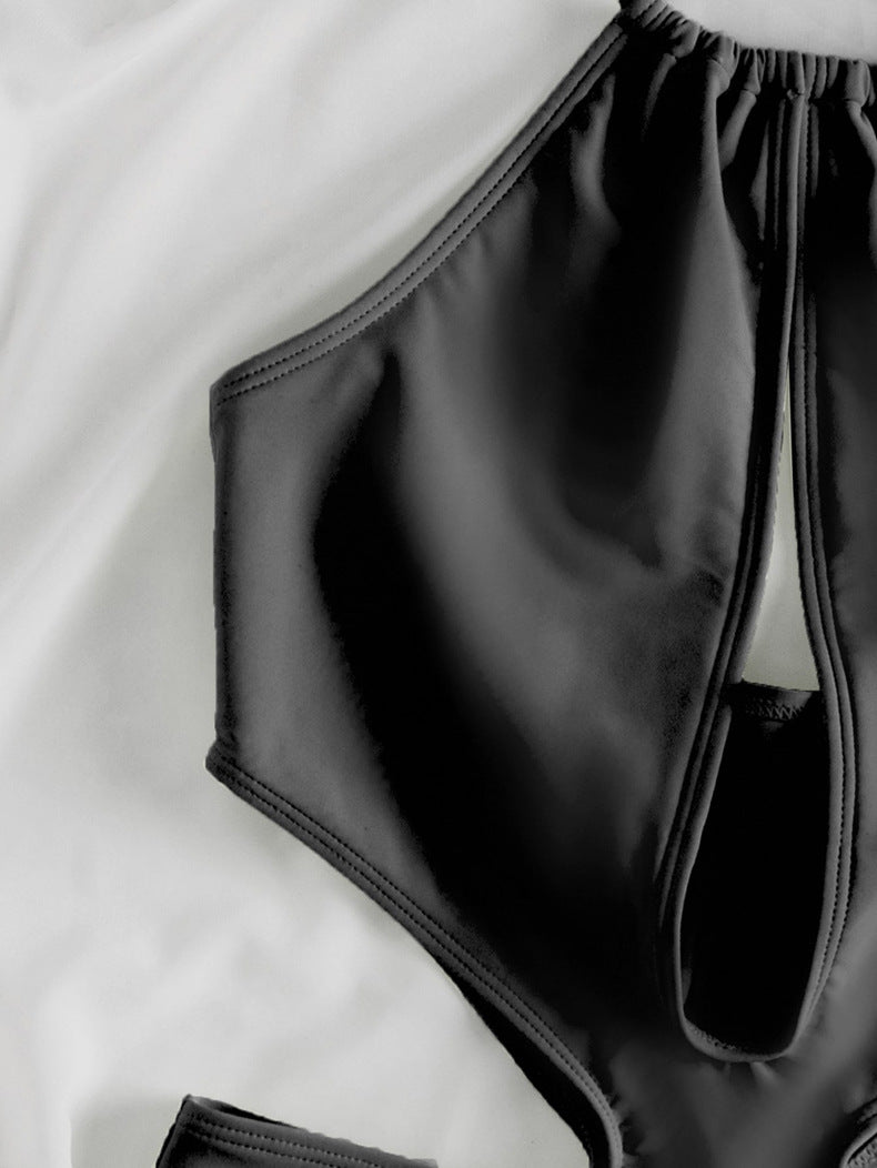 Sexy Solid Color Cut-out One-piece Swimsuit Aosig