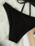 Sexy Solid Color Hoop Bikini Swimsuit Aosig