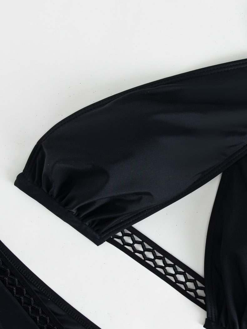 Sexy Solid Color Necktie Bikini Swimsuit Aosig