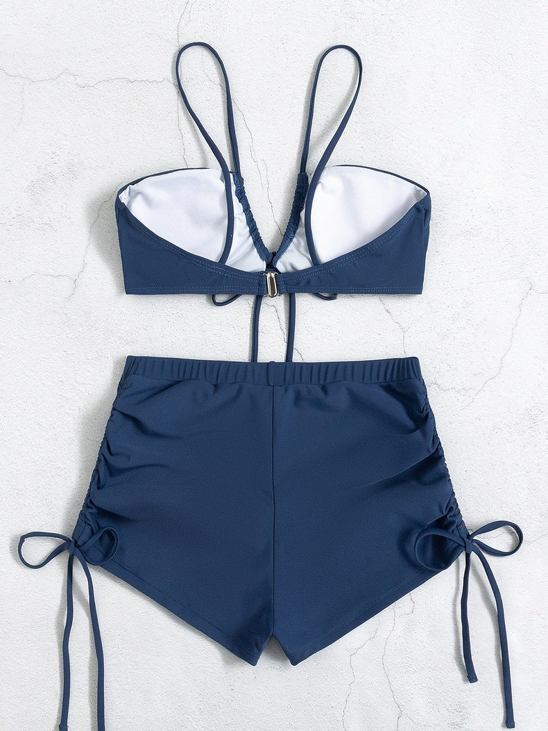 Sexy Solid Color Necktie Swimsuit Aosig