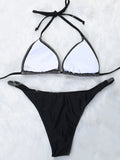 Silver Satin Bikini Swimsuit Aosig