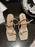 Simple Square Toe Thong Sandals Aosig