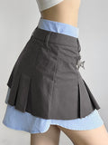 Simple Stitching Pleated A-line Skirt Aosig