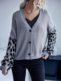 Single-breasted Leopard Print Sweater Jacket Aosig