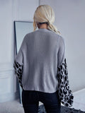 Single-breasted Leopard Print Sweater Jacket Aosig