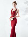 Slim V-neck evening dress Aosig