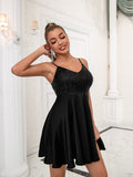 Sling Dress V Neck Little Black Dress Aosig