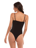 Sling Embroidered Slim Fit Bottoming Bodysuit Aosig