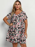 Sling Floral High Waist Loose Dress Aosig