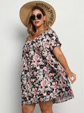 Sling Floral High Waist Loose Dress Aosig