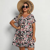 Sling Floral High Waist Loose Dress Aosig