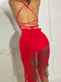 Sling transparent backless dress Aosig