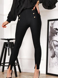 Small Slit Elegant Leggings Aosig