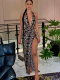 Snake print dress Aosig