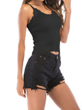 Solid Black Lace Camisole Aosig