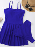 Solid Color Conservative Swim Dress Aosig
