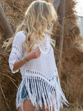 Solid Color Cutout Beach Irregular Top Aosig