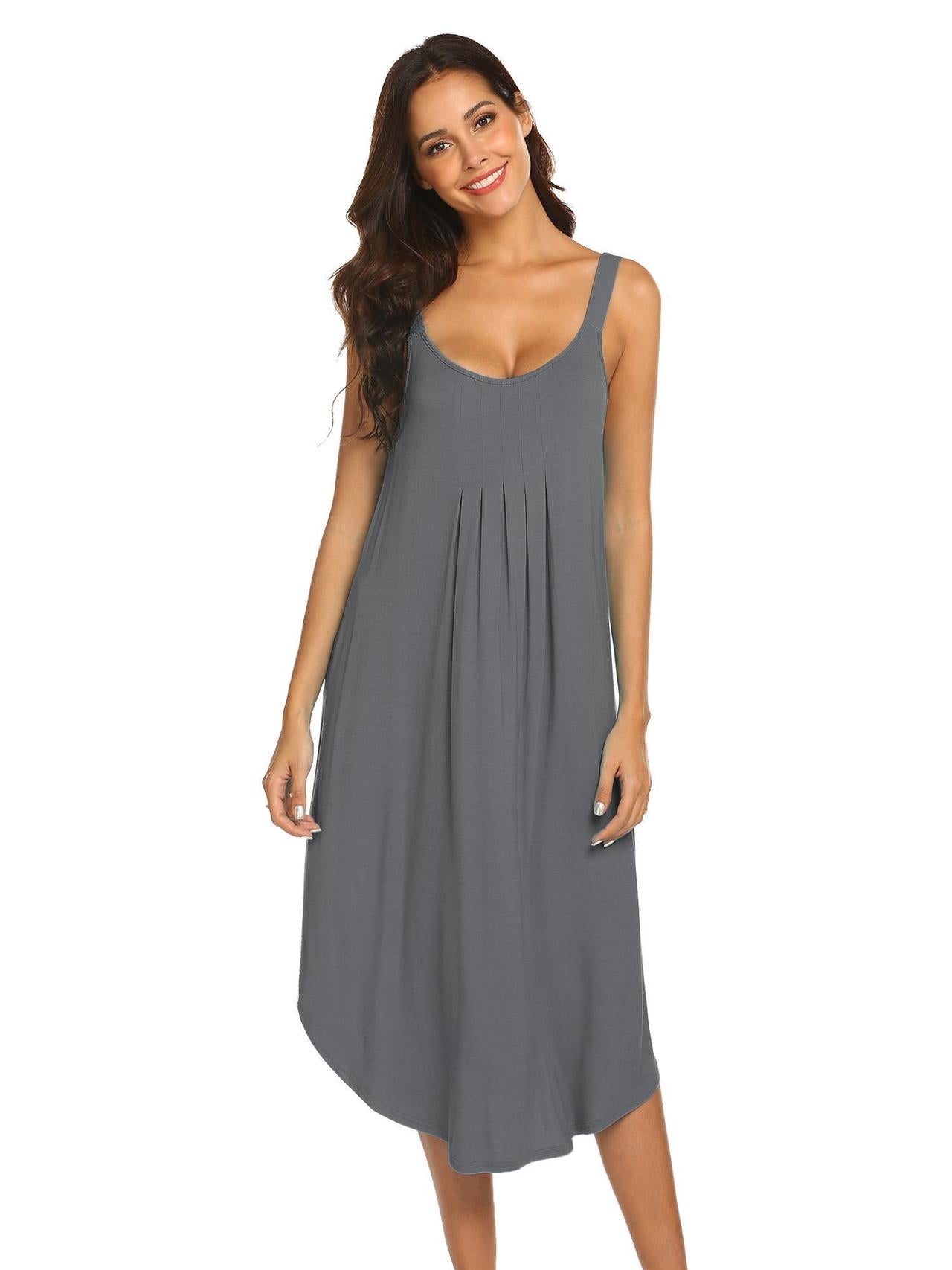 Solid Color Halter Home Nightdress Aosig