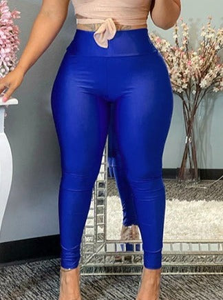 Solid Color High Waist Zipper Slim  Pants Casual Pants Aosig