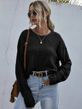 Solid Color Knit Long Sleeve Twist Sweater Aosig