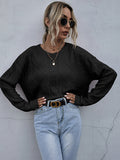 Solid Color Knit Long Sleeve Twist Sweater Aosig