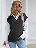 Solid Color Knit Sweater Vest Aosig