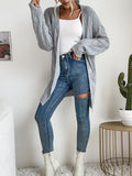 Solid Color Knitted Cardigan Sweater Aosig