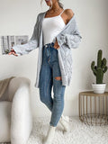 Solid Color Knitted Cardigan Sweater Aosig