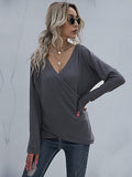 Solid Color Knitted Inner Long Sleeve Sweater Aosig