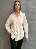 Solid Color Lapel Shirt Aosig