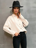 Solid Color Lapel Shirt Aosig