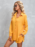 Solid Color Long Sleeve Shirt & Shorts Suit Aosig