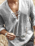 Solid Color Mid-sleeve Large V-neck T-shirt Shirt Aosig